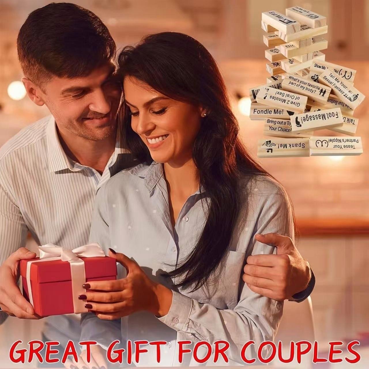 48 Piece Block Tower Jenga Game, Colorful Couple Dating Blocks, Romantic Date Night Challenge, Perfect Valentine's Day Gift, Wooden Block 48 Piece Block Tower Jenga Game, Colorful Couple Dating Blocks, Romantic Date Night Challenge, Perfect Valentine's Day Gift, Wooden Block