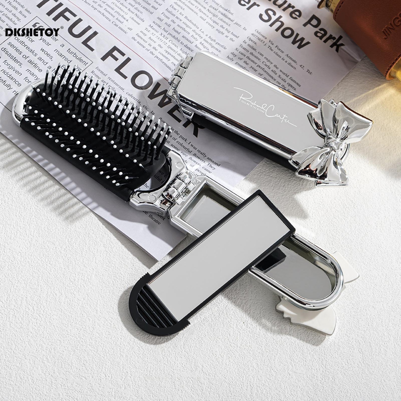 Folding Mini Hair Combs with Mirror For Travel hair styling tools Cartoon Hairbrush Head Massage Anti-Static Brushes mirrors
