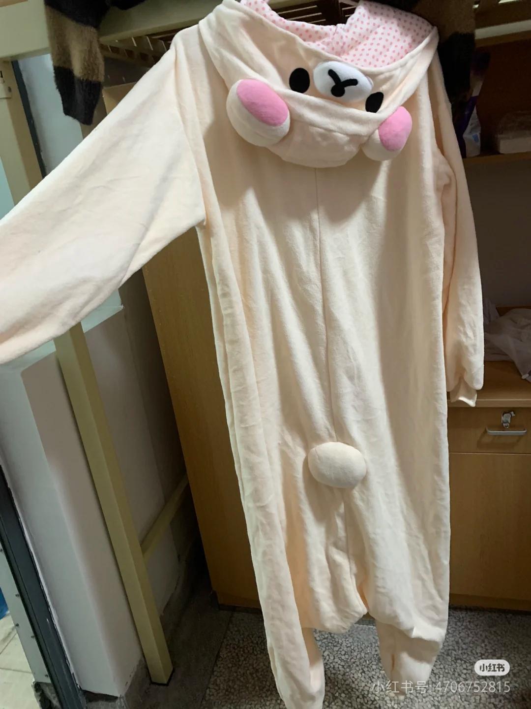 Adult Rilakkuma Kigurumi Bear Sister Onesie - Baggy Longsleeves Loose Polyester Anime Pajama, Oversized Cartoon Jumpsuit Nightwear & Loungewear