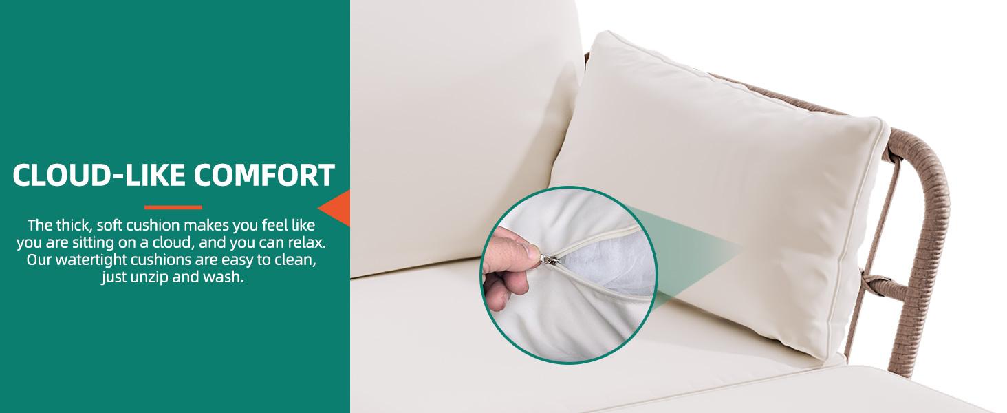 YITAHOME Patio Furniture Set, 3 Pieces Outdoor Wicker Rattan L-Shaped Sectional Sofa Set, Detachable Lounger with Cushions and Coffee Table for Backyard, Porch, Balcony - Beige YITAHOME Patio Furniture Set, 3 Pieces Outdoor Wicker Rattan L-Shaped Sectional Sofa Set, Detachable Lounger with Cushions and Coffee Table for Backyard, Porch, Balcony - Beige