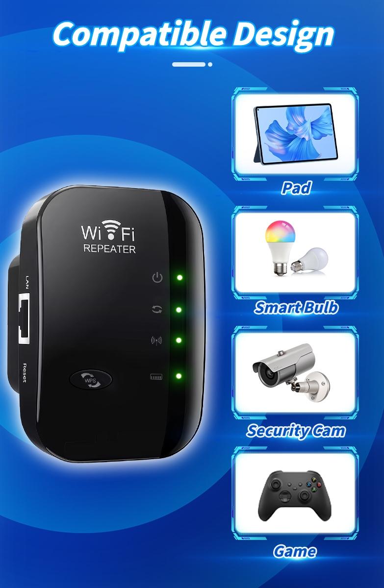 WiFi Repeater/extender, Wireless Repeater, Internet WiFi Booster and Signal Amplifier, 300mbps, 2.4GHz WiFi Band, Outdoor Long Range Signal Extension, Easy Connection