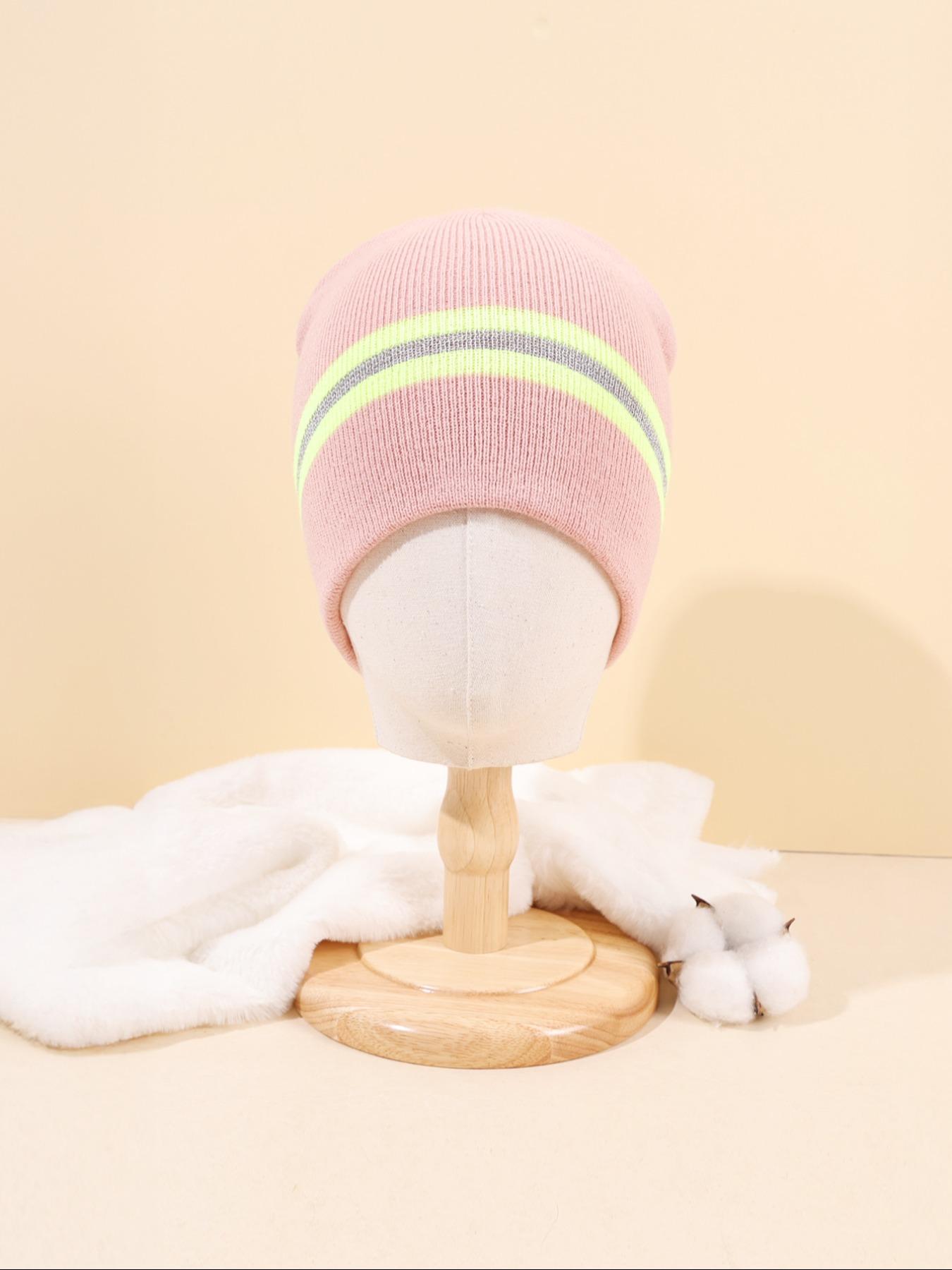 Cold Weather Beanie with Reflective Strips, Fitted Stripe Design for Men & Women, Ideal for Running Hiking Cycling, Fall/winter Essential