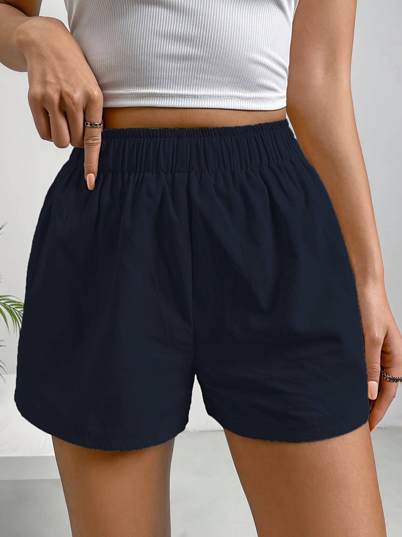 Summer Casual Elastic Waist Shorts, Multi-Color Loose Fit A-Line Wide Leg Pants, Home Commute Versatile Slimming Hotpants