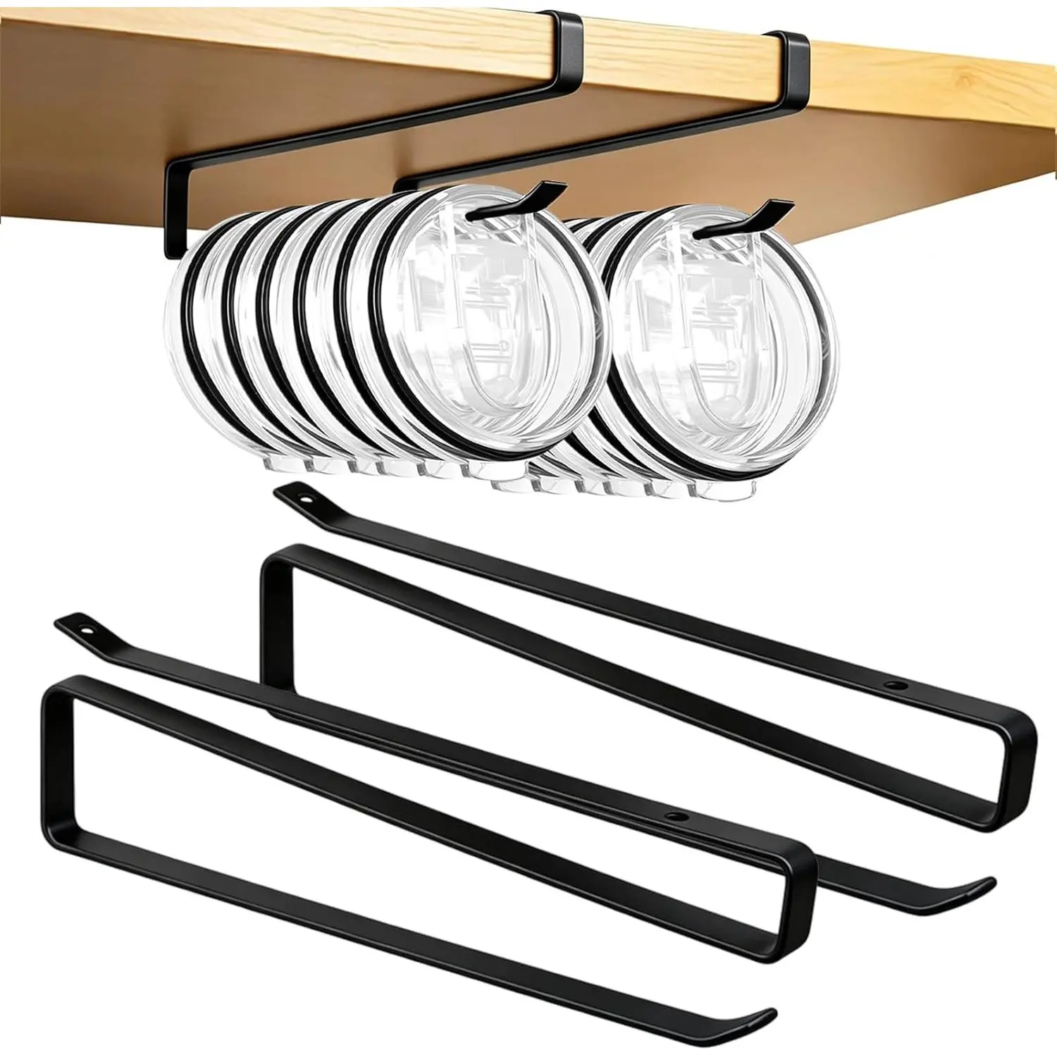 Tumbler Lid Organizer, 2 Pack for  Lid Organizer, Space Saving Water Bottle Lid Holders, Tumbler Lid Holder Up to 12 , Cup Lid Organizers for Kitchen Under Cabinet Storage