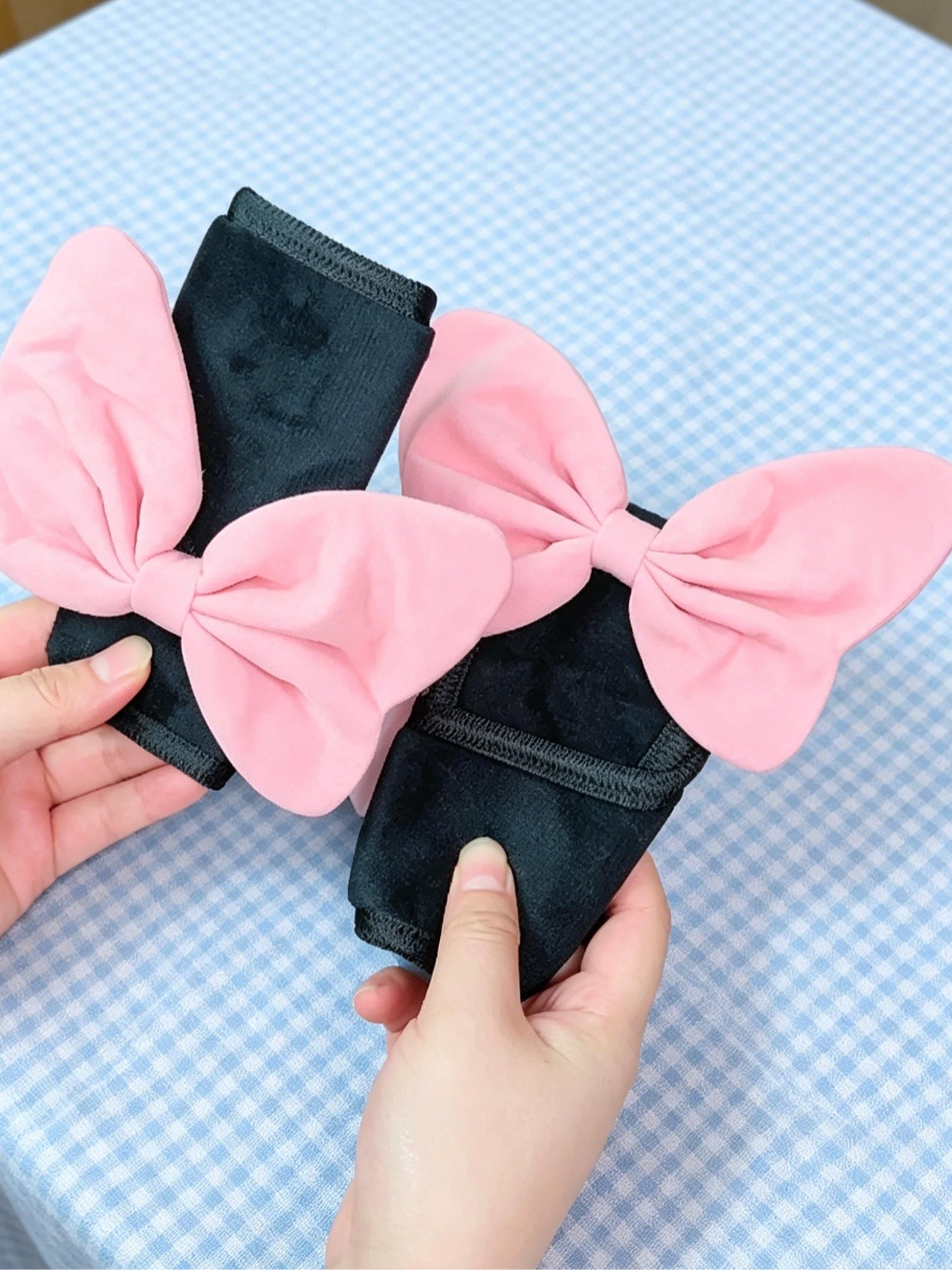 Cute Bow Car Handbrake Cover, Pull Glove Gear Shift Cover, Plush Large Butterfly Decoration for Cars,2pcs Set, Car Accessories
