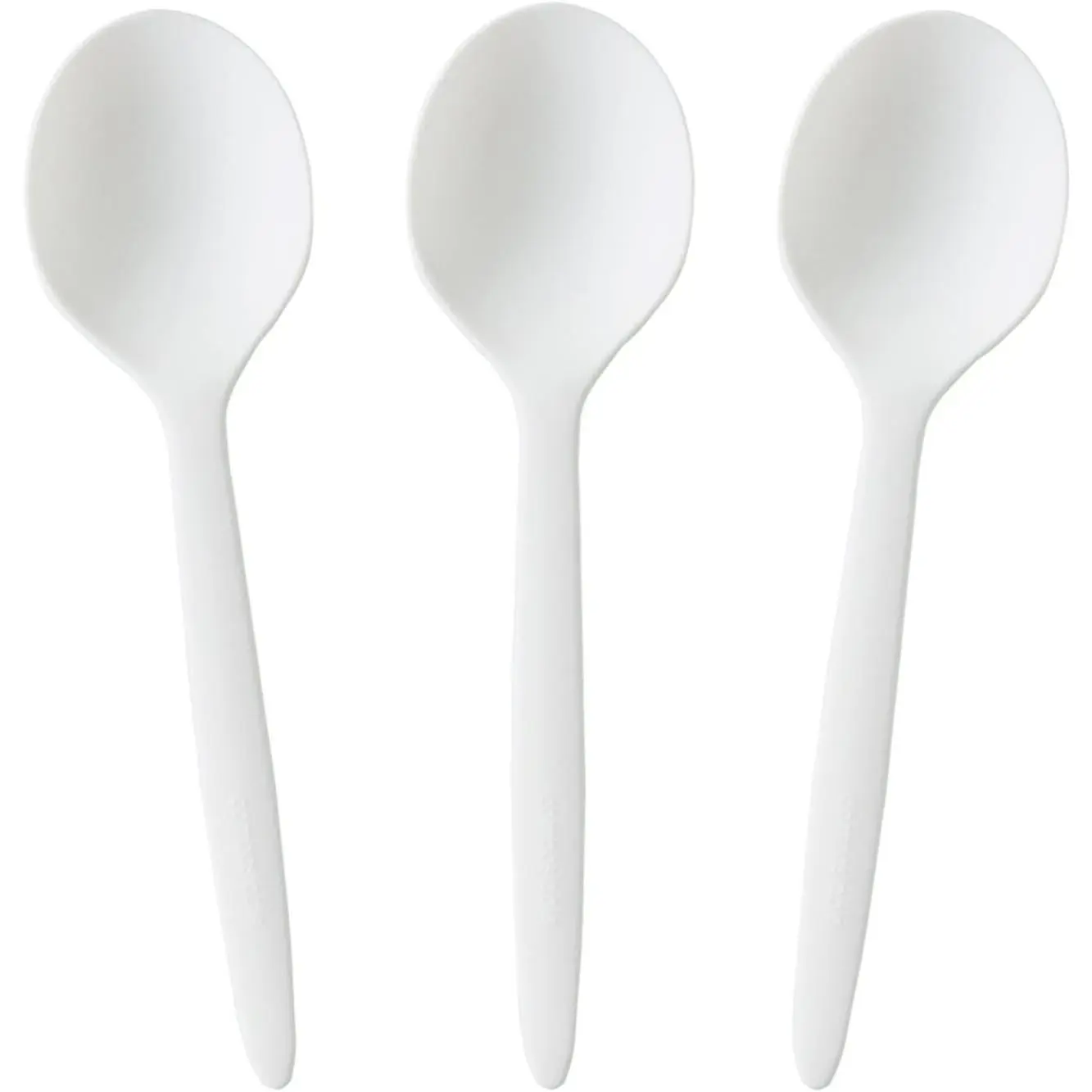100 Count 6.5 Inch Large Compostable Soup Spoons, BPI Certified Heavy Duty Disposable Cutlery Soup Spoons