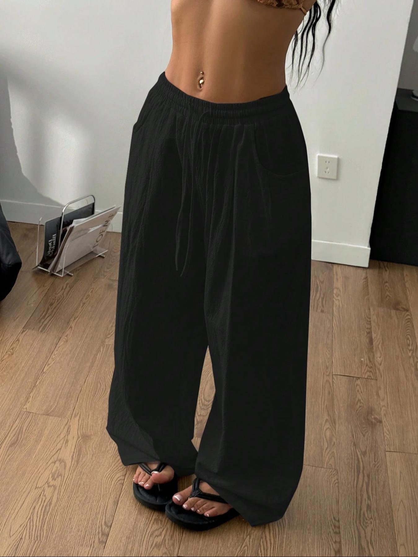 Women's Bohemian Style Casual Pants, Low Waist Loose-Fitting Design, Comfortable Daily Wear, Perfect for Vacation & Everyday