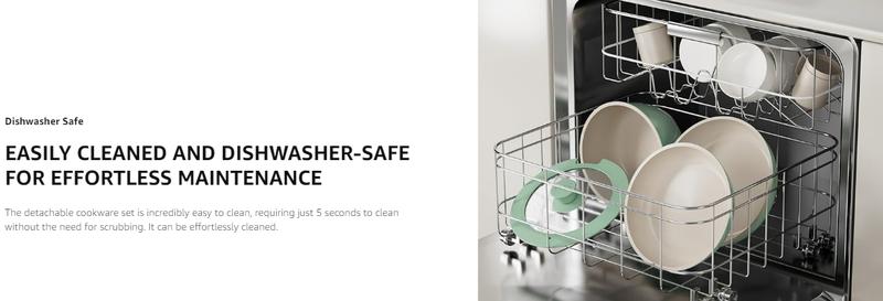 【New Year Sale】Redchef Removable Handle Pots And Pans Non Stick, Ceramic Cookware Set, RV Cookware Set, Non Toxic Pots And Pans Set No PFAS & PTFE & PFOA, Detachable Pots And Pans, Dishwasher & Oven Safe