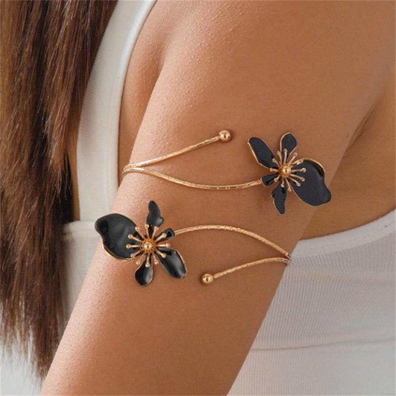 Elegant Floral Open Cuff Armlet, Iron Material, Perfect for Parties, Weddings, Summer Events, Ideal Gift for Friends & Family, Aesthetic Jewelry