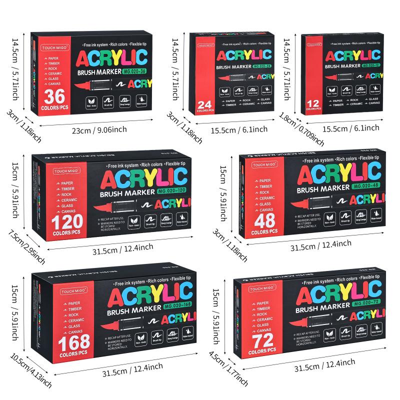 Acrylic Paint Markers, Soft Brush Tip Pens and Markers, Acrylic Paint Pens for Wood, Stone, Canvas, Glass, Fabric, Egg, Rock Painting and DIY Crafts Art Supplies,Permanent,Washable,Quick-Drying,Waterproof