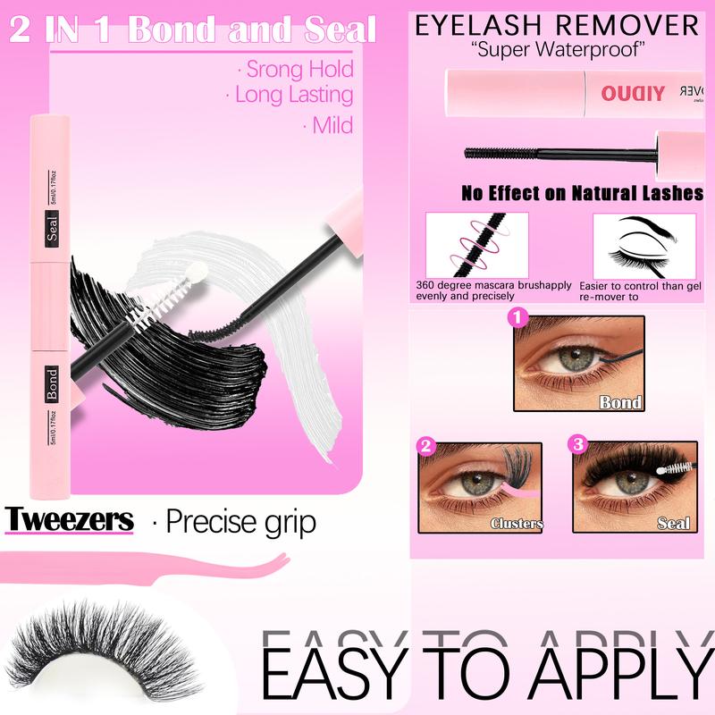 2168pcs YIDUO Lash Cluster Kit Gift Set Volume Manga&40D&60D&80D&100D with Spiky Bottom Lashes Extension Kit 10-20mm D Curl wispy False Eyelash With Double-ended Eyebrow Pencil | Waterproof Eyeliner | Eyelash Curler | DIY Lash Kit