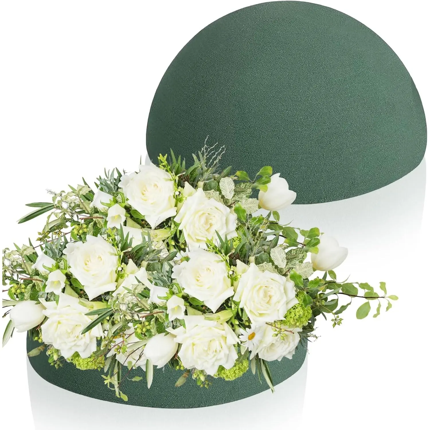2 count Half Ball Floral , Round Floral Dry  Blocks Green Flower Styrofoam for  and Artificial Flower Arrangements (5.5 X 2.8 Inches)