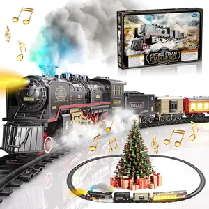 Funwee Electric Train Toy with Smoke,Lights and Sound,Train Set for Under Christmas Tree,Locomotive Train Model with Track,Gifts for 3 4-7 8+ Years Old Toddler Boys and Girls