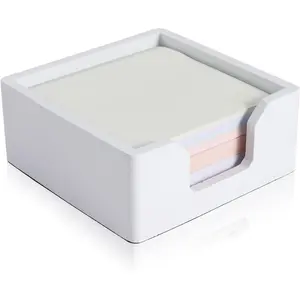 Concrete Sticky Note Holder for 3x3" Notes Cement Self-Stick Memo Pad Holder Notepad Dispenser Organizer Modern Desk Accessory for Office & Home White
