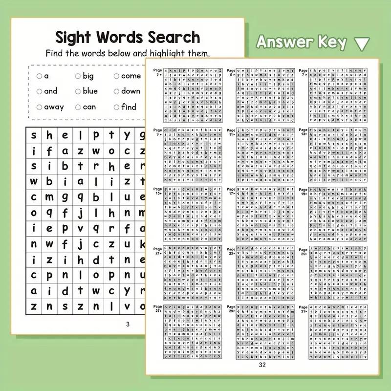 Visual Word Practice Book with Answer Key, Preschool Alphabet, Handwriting and Visual Word Search Game, Suitable for Ages 3 and Above, Educational Learning Activities, English Children Skills, Visual Learning Tools, Tracing Preschool Books