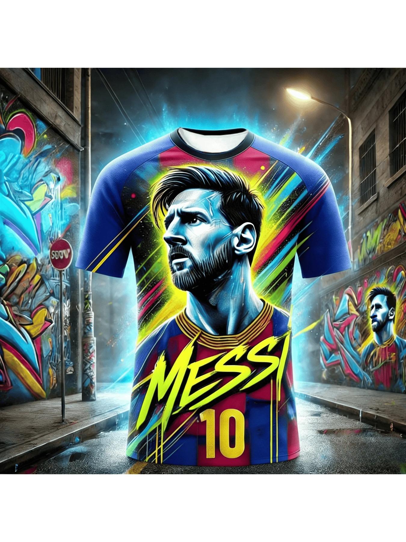 Messi 3D printed T-shirt for football fans' carnival, short-sleeved