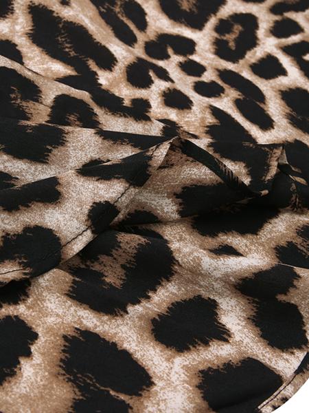 Women's Leopard Print Button Front Flap Pocket Shirt Dress, Casual Curved Hem Long Sleeve Collared Long Dress for Daily Wear, Ladies Clothes for All Seasons Women's Leopard Print Button Front Flap Pocket Shirt Dress, Casual Curved Hem Long Sleeve Collared Long Dress for Daily Wear, Ladies Clothes for All Seasons