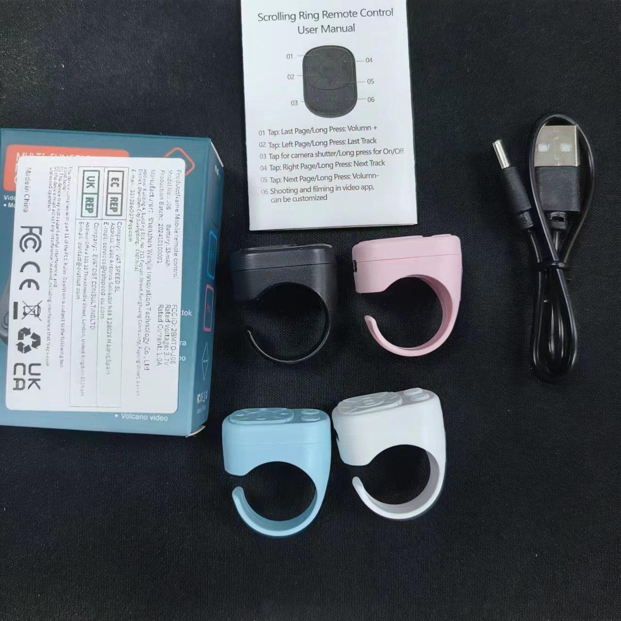 Multifunctional Ring Remote Control, 1pc Rechargeable Bluetooth-compatible Page Turning Ring, Camera Shutter Short Video and Music Remote Controller for iOS Android Phone,Cool Gadgets