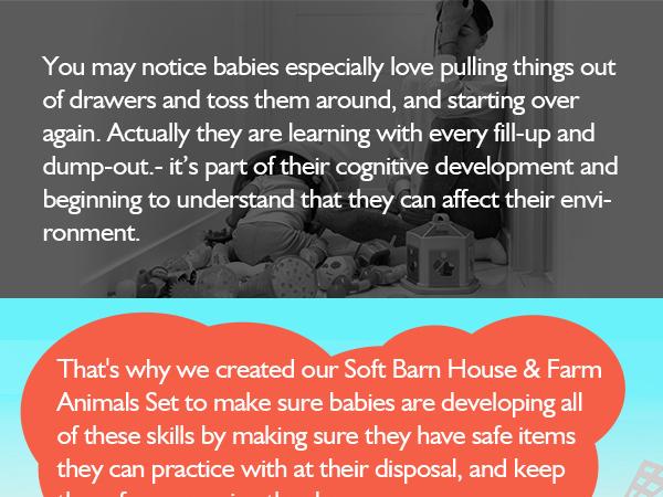 hahaland Surprise Barn with Stuffed Farm Animals Bunny Mushroom Rattle, Crinkle Paper, Mirror - Montessori Developmental Toys for Newborn Babies Infant Toy, Sensory Toy for Birthday Christmas Valentine's Day Gifts Nursery Infant Easter Stuffer Gifts