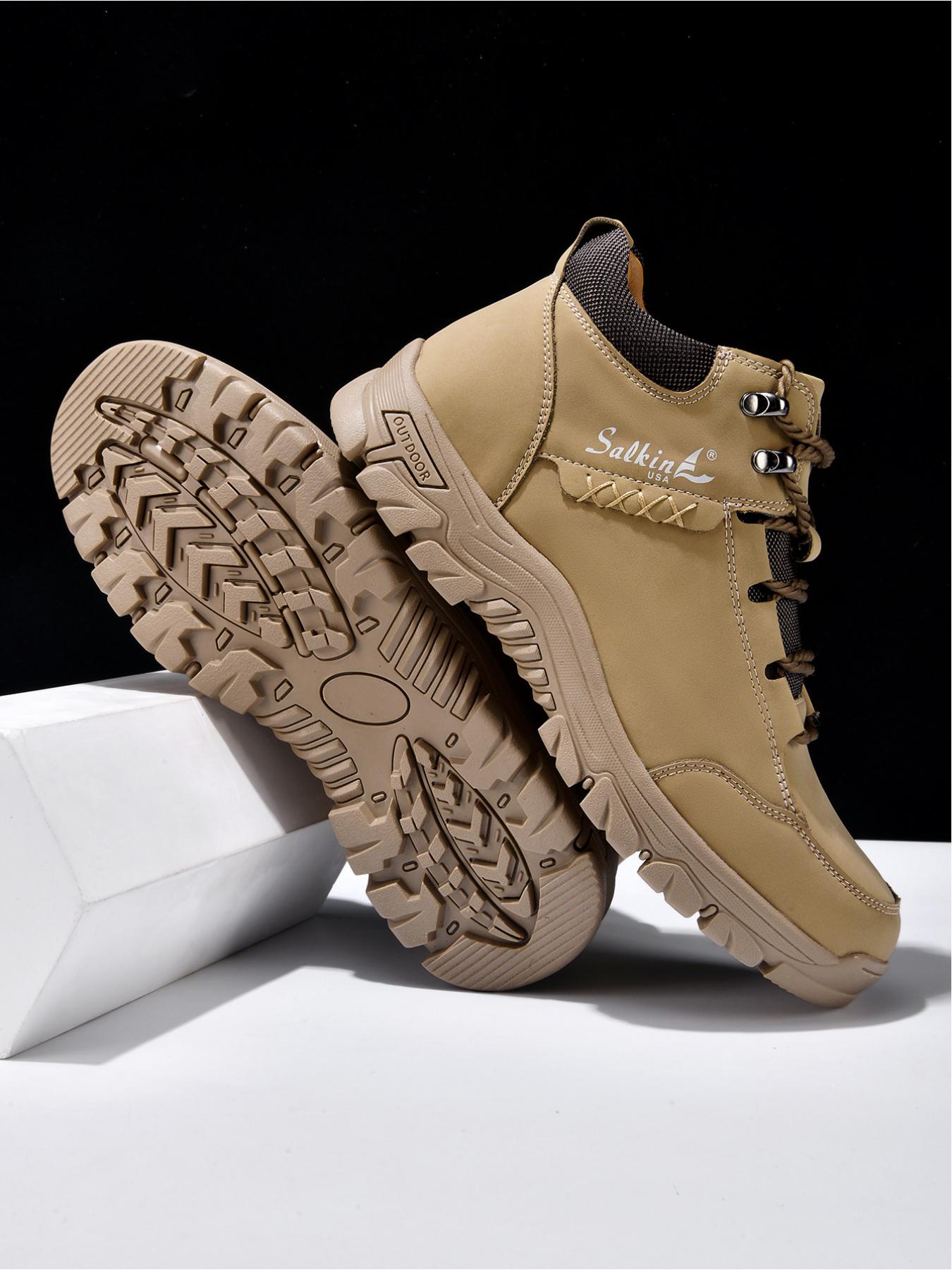 Men's High-Top Outdoor Hiking Boots, Non-Slip Wear-Resistant Work Boots, Lightweight Casual Trekking Shoes