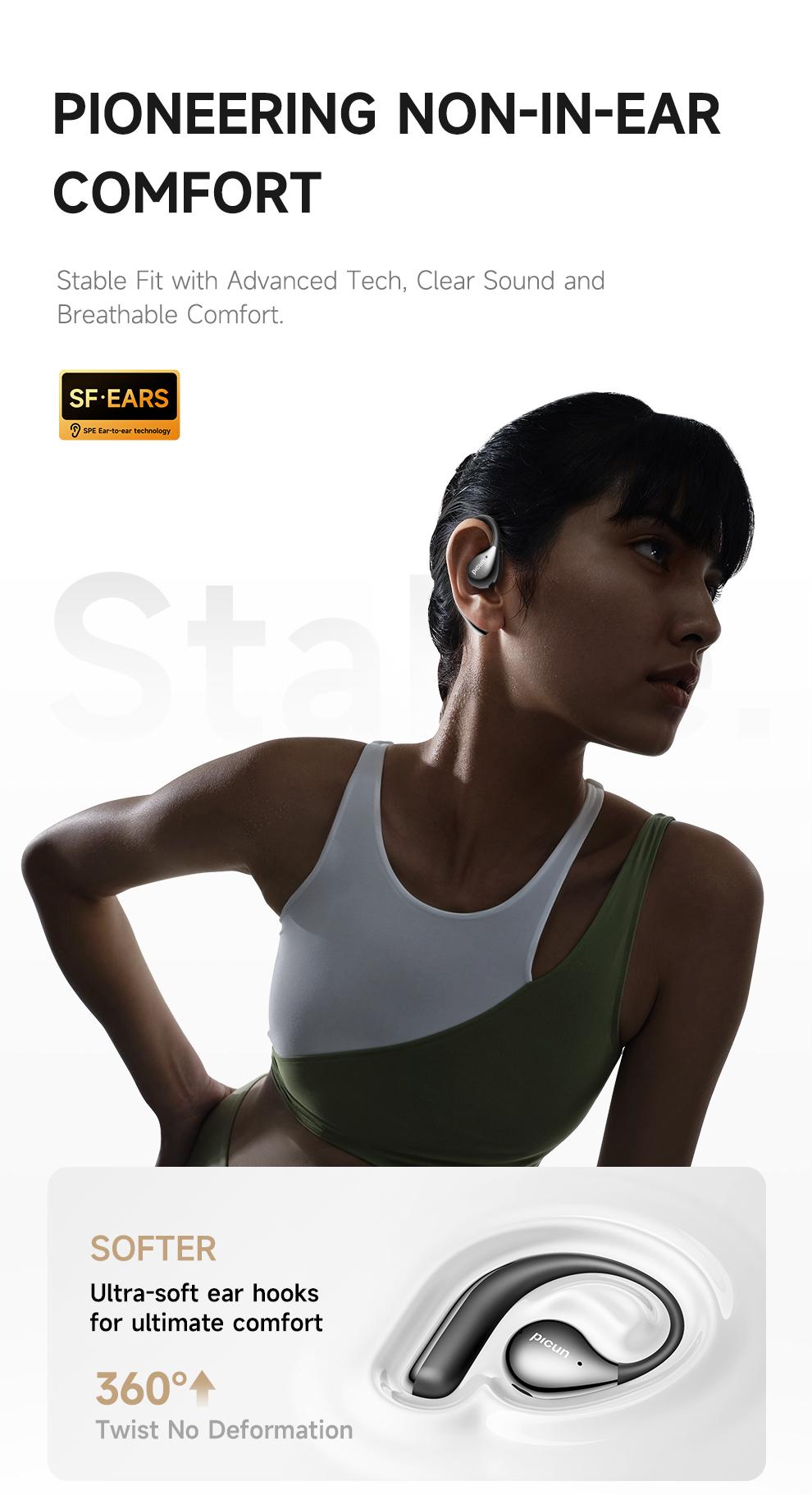 Picun T61 Wireless Bone Conduction Headphones, OWS Open Ear Earbuds with Earhooks, Bluetooth 5.4, Deep Bass, Lightweight & Sturdy, 25Hrs Playtime, IPX6 Waterproof, for Cycling Yoga Gym Workouts Picun T61 Wireless Bone Conduction Headphones, OWS Open Ear Earbuds with Earhooks, Bluetooth 5.4, Deep Bass, Lightweight & Sturdy, 25Hrs Playtime, IPX6 Waterproof, for Cycling Yoga Gym Workouts