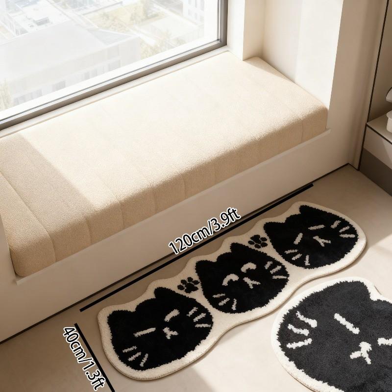 Cute Cartoon Cat Face Printed Rug, Home Decorative Rugs, Soft Washable Floor Mat for Living Room & Bedroom, Stylish Korean Minimalist Home Decor