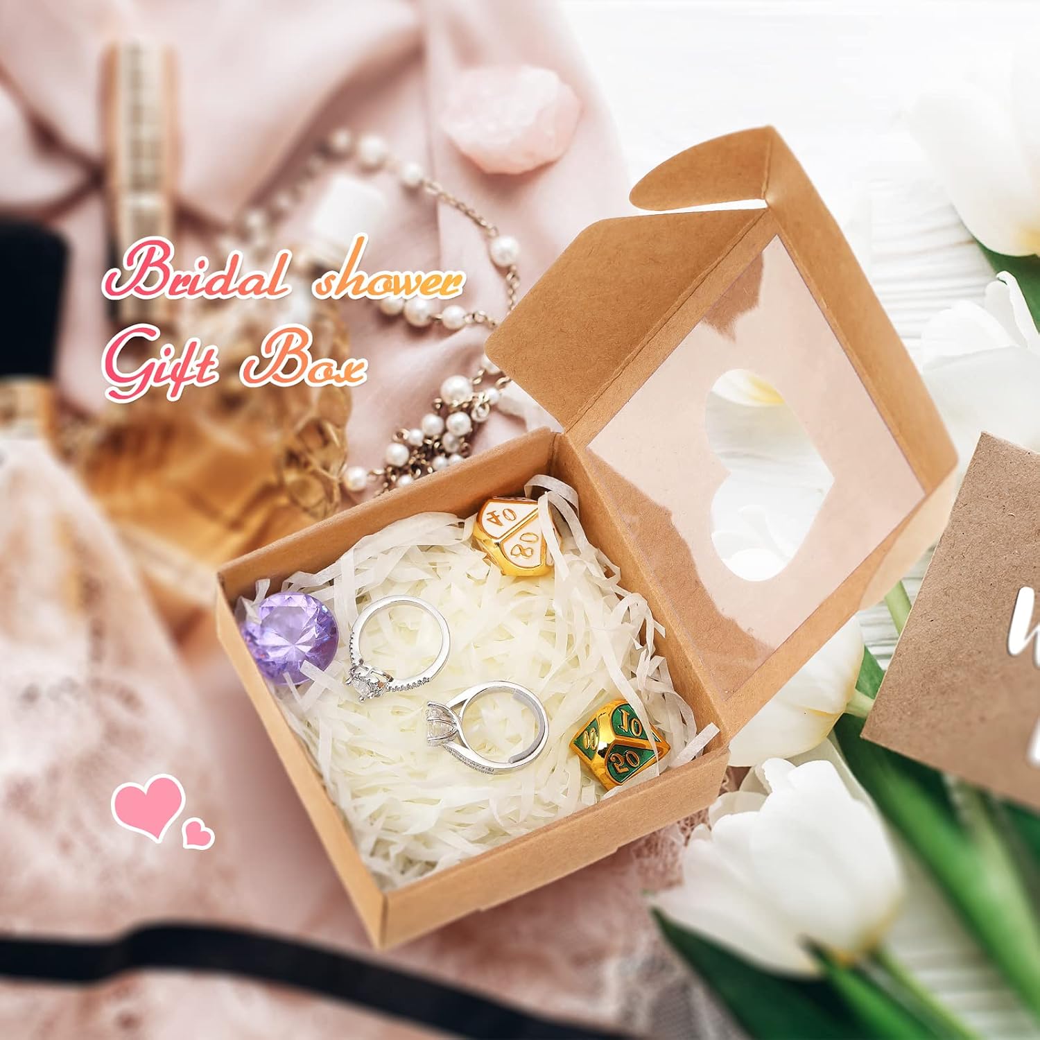 30 count Mini  Box with Clear Heart Shaped Window  Craft Paper Small Cookie Packaging Boxes 3 x 3 x 1. 2 Inch for Individual Cupcake Bakery Valentine Gifts Party (Brown)