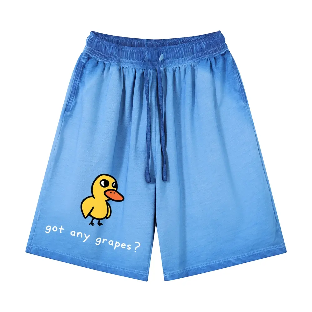 Acid Washed Oversized Cartoon Graphic Shorts, Cute Animal Print Bottoms, Vintage Casual Streetwear, 100% Cotton Unisex Shorts