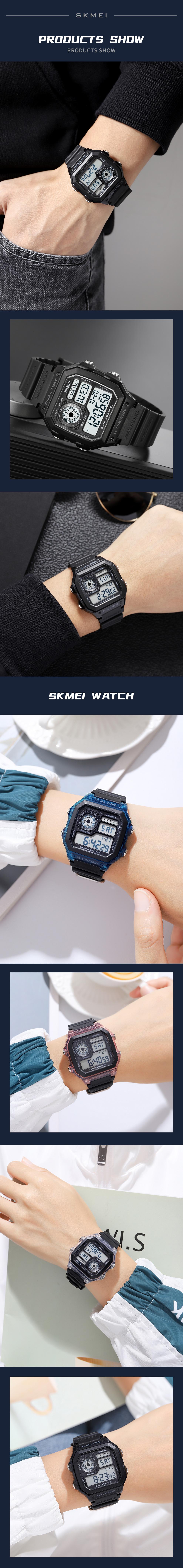 christmas 2024 Mens Outdoor Sports Watch Digital Multi-Function Alarm Stopwatch Countdown Backlight Waterproof  Black Rubber Shockproof Watch