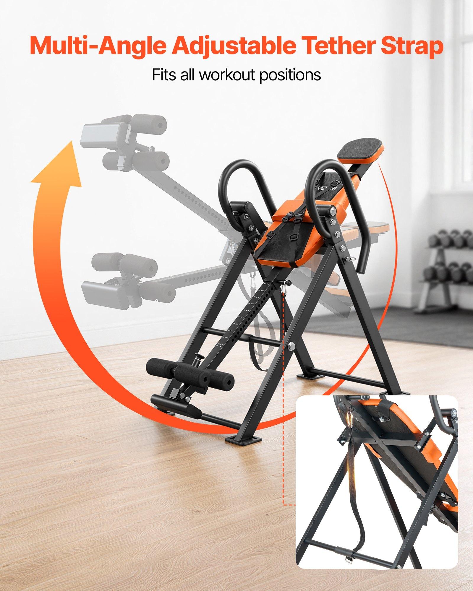 VEVOR Inversion Table, 300 lbs Capacity Heavy Duty Back Inverter Stretcher, Inverted Table with Dual-Roller Locking, Decompression Tables for Shoulders, Neck, Back, Multi-Angle Adjustable Tether Stra