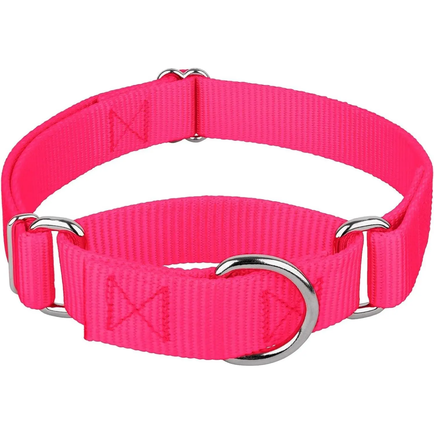 Heavy-Duty Martingale Dog Collar – No-Buckle Training & Service Collar for All Dogs – 20 Vibrant Colors (Hot Pink, 1 Inch, Medium)Gift