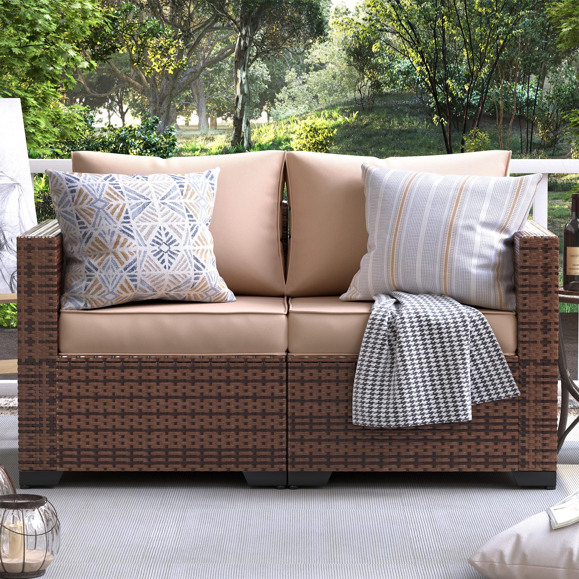 UDPATIO 3-Seat Patio Wicker Sofa, Outdoor Rattan Sectional Couch Furniture Steel Frame w/Furniture Cover Non-Slip Cushion and Deep Seating High UDPATIO 3-Seat Patio Wicker Sofa, Outdoor Rattan Sectional Couch Furniture Steel Frame w/Furniture Cover Non-Slip Cushion and Deep Seating High