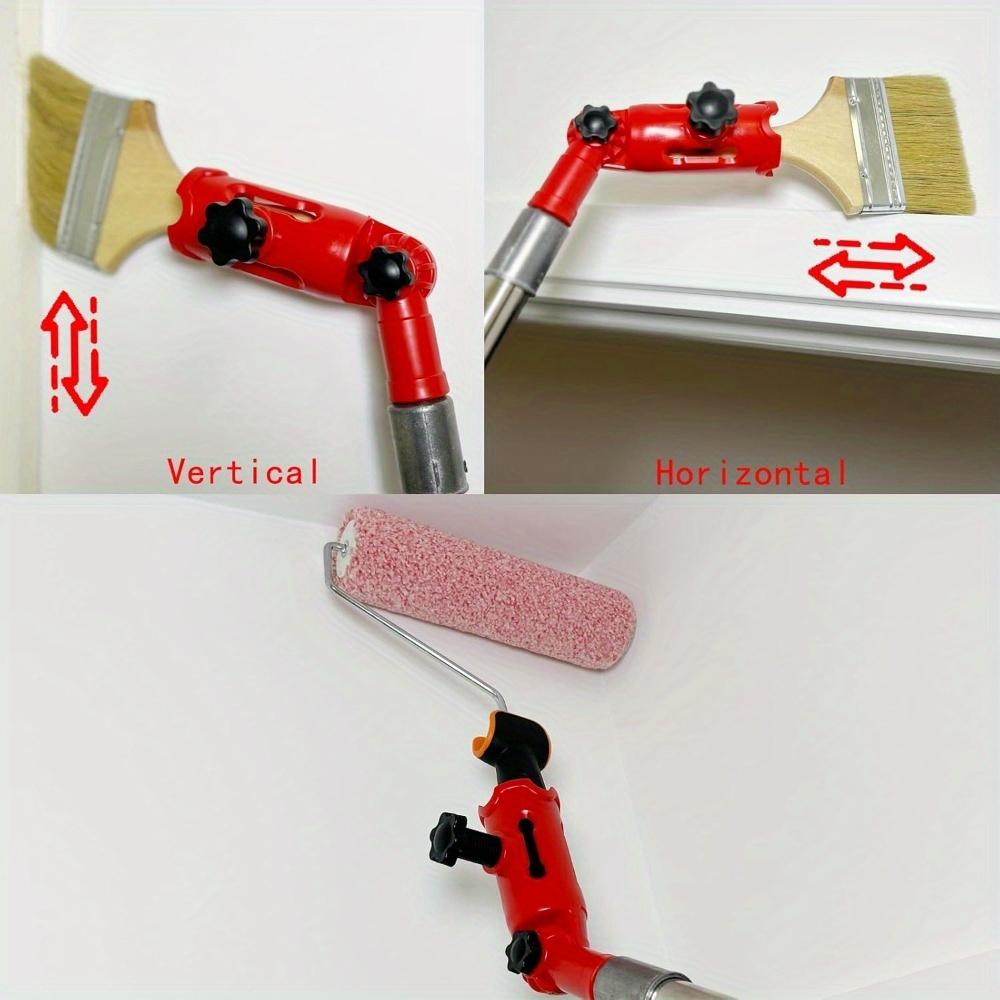 1 Set Multi-Angle Paint Brush Extender with Rotating Head Extension Rod - Handheld Painting Tool for High Ceilings, Windows, Walls, Corners & Edges - Adjustable Rotating Head for Precise Angle Control