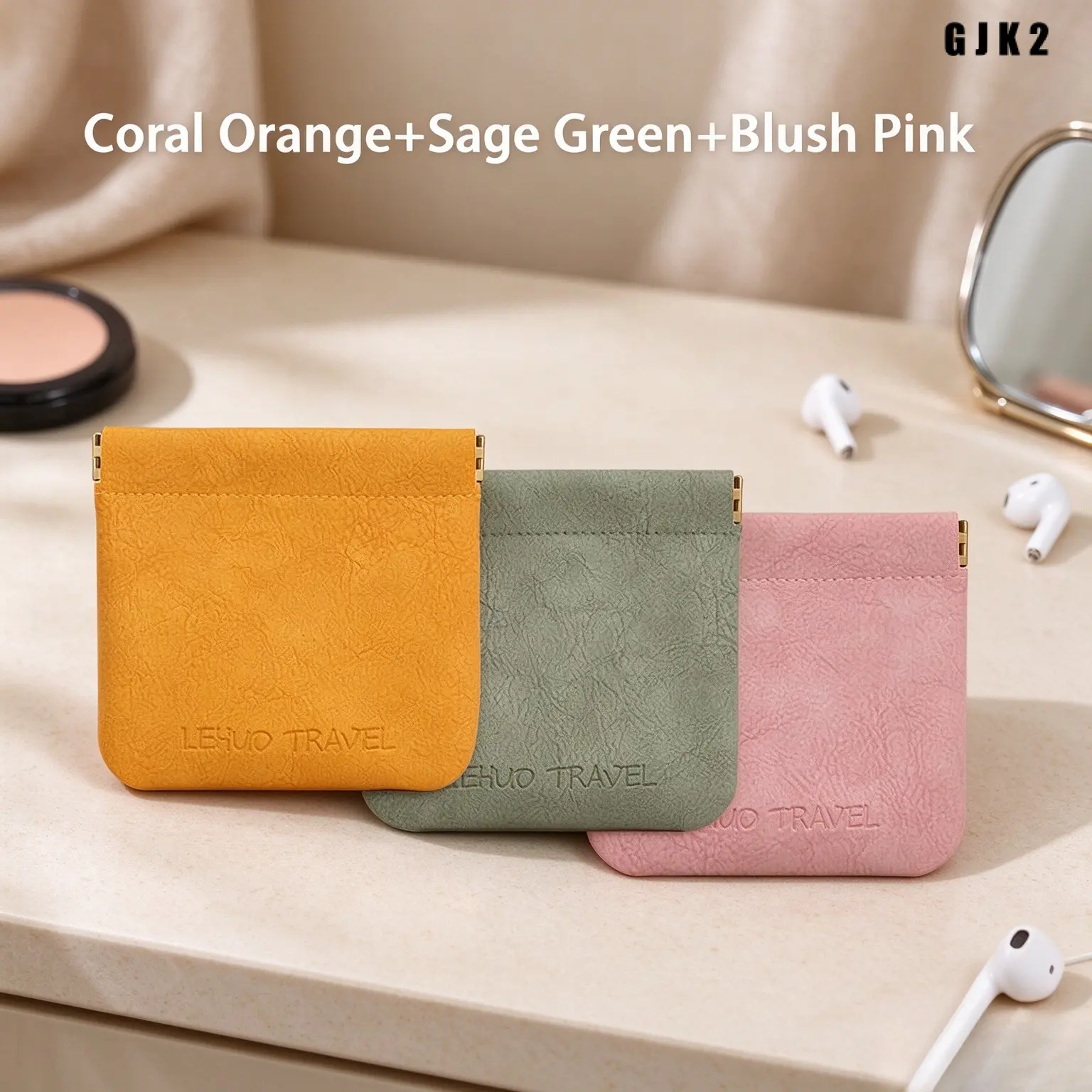 Purse Chaos Fixer Pouch Mini Auto Closure Snappy Pouch For Keys/Changes/Coins/Lipstick/Cards Bag essentials in Marshmallow Colors Cosmetic Accessories Organizer Makeup Pouch Waterproof Pouch Glossy Pack