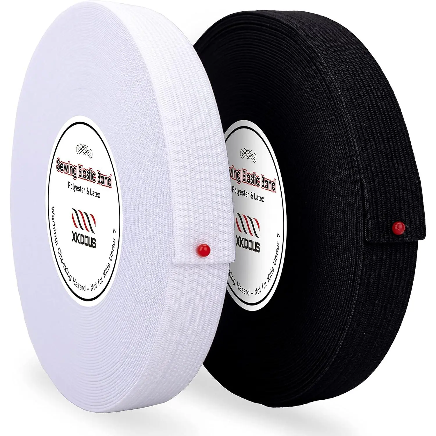 Elastic Band for Sewing, 0.75 Inch 16 Yards,2 Roll,Black and White| Knit Bands for Sewing Waistband and Pants Waist, High Elasticity(8 Yard White, 8 Yard Black)