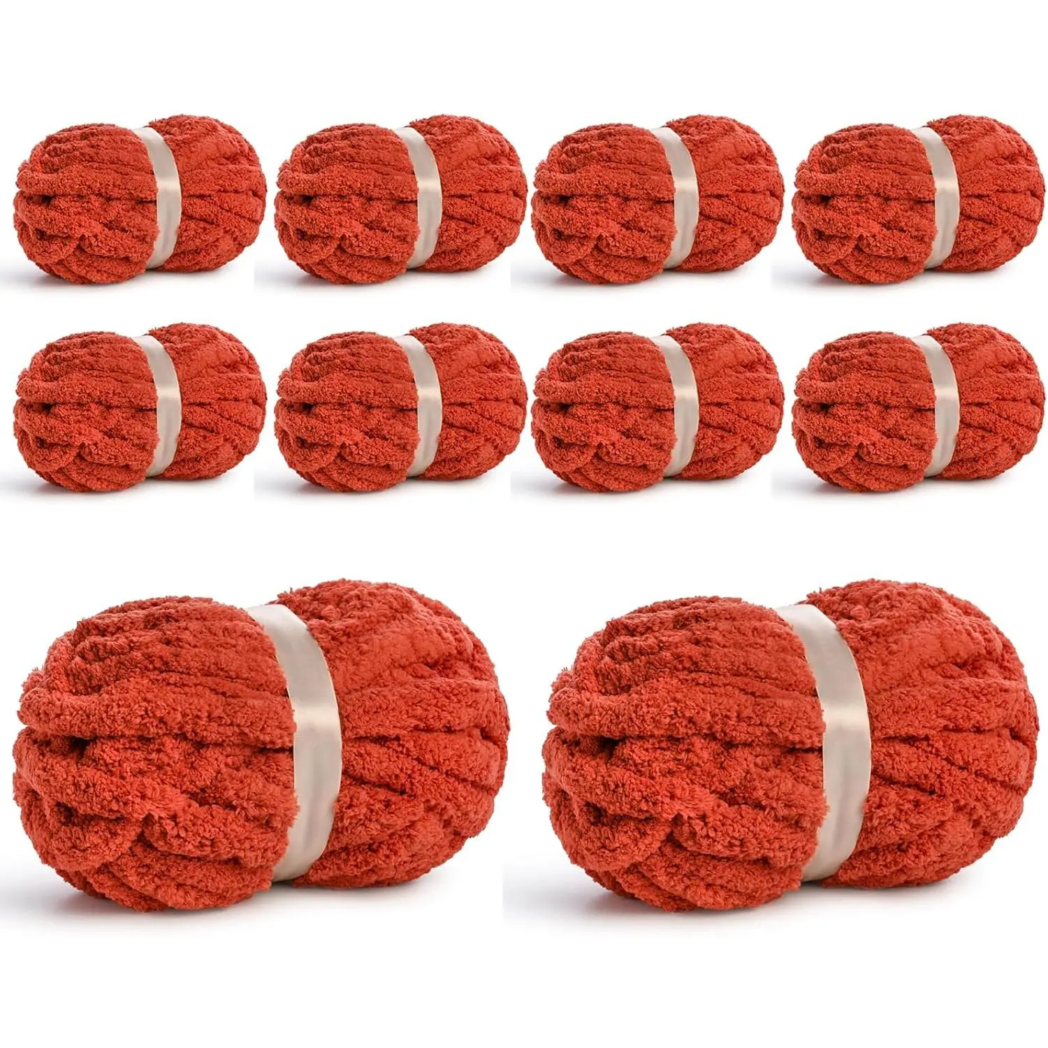 Chunky  Chenille Yarn #10 Deep Orange 10 Pack | 200g/22yds Super Bulky  Soft Yarn for Hand Knitting  Chunky Knit Throw Blanket Yarn