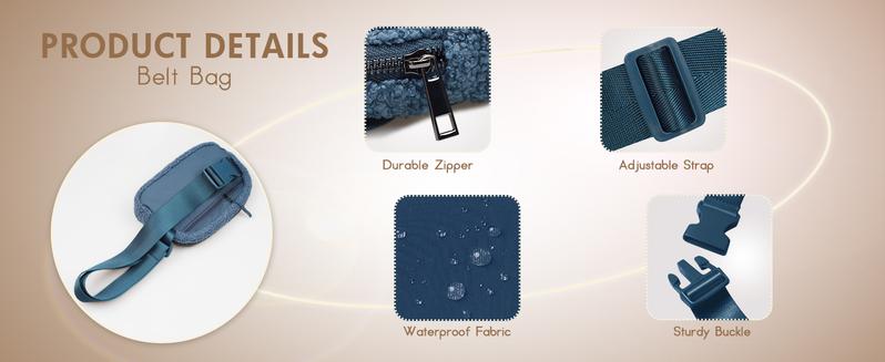 Fleece Belt Bag Sherpa Fanny Pack with Two-way Zipper, Everywhere Belt Bag for Women Men 1.5L, Fashion Waist Packs with Adjustable Belts Lightweight Hip Bum Crossbody Bags for Running/Outdoor/Dog Walking/Hiking