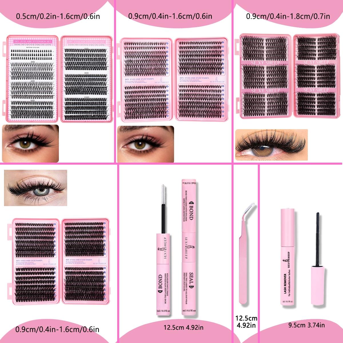 Gift Box Mixed Eyelash Extensions, Fluffy Dense Natural 5-18mm, DIY Lashes with Bond&Seal&Remove&Eyelash Tweezers Large Capacity Set