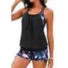 Holipick Women Tankini Swimsuits Two Piece Tummy Control Bathing Suits Blouson Swim Tank Top with Boy Shorts