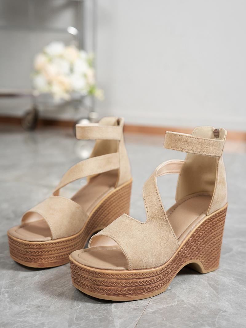 Women's Fashionable Solid Color Wedge Sandals, Casual Comfortable Sandals for Beach, All-match Commuter Shoes for Work & Daily Wear