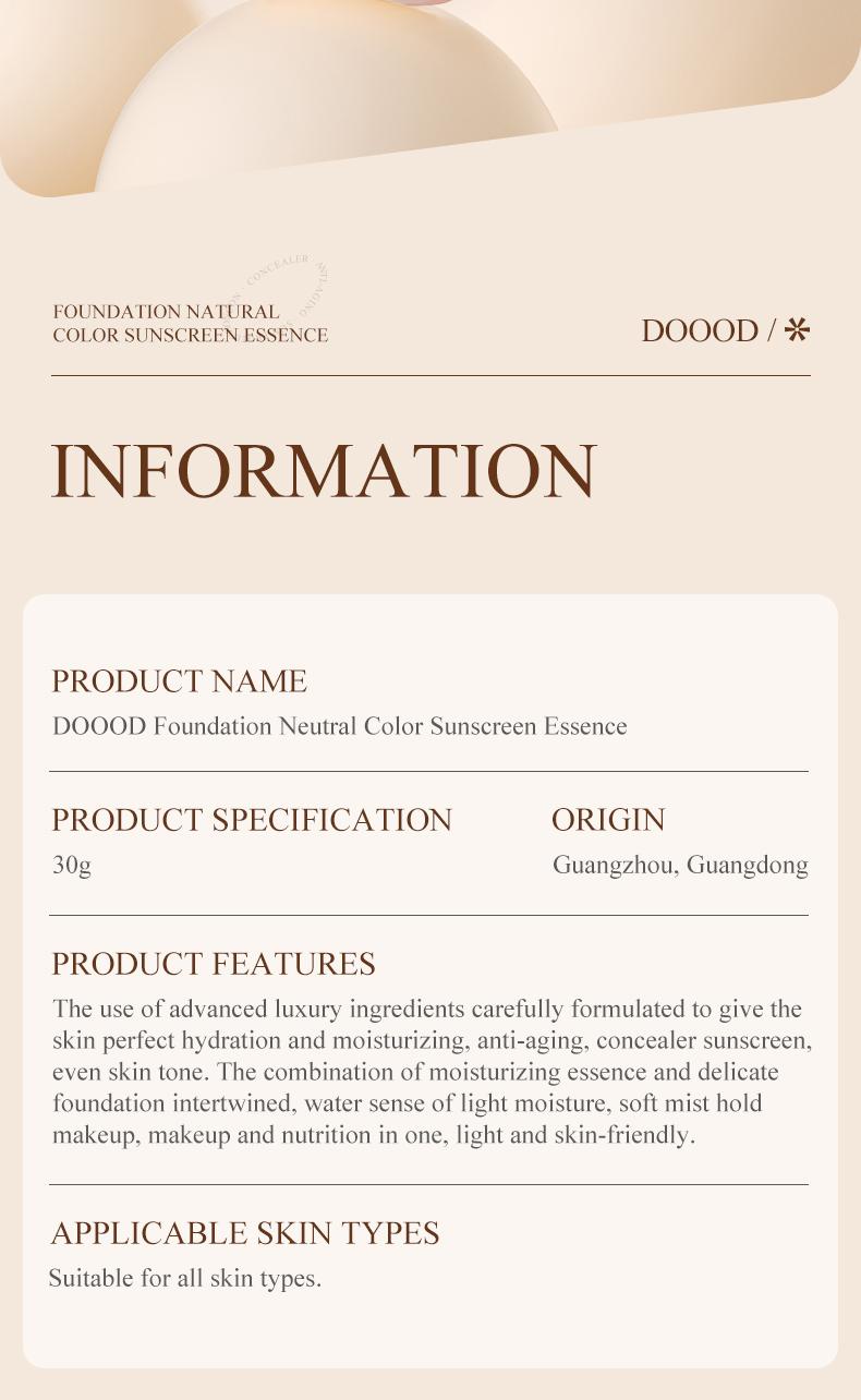 Flawless Coverage, Lightweight Formula, Adapts to Skin Tone, Hides Wrinkles & Lines, Hydrating & Long-Lasting,DOOOD Foundation 4 in 1 - Medium Spectrum.