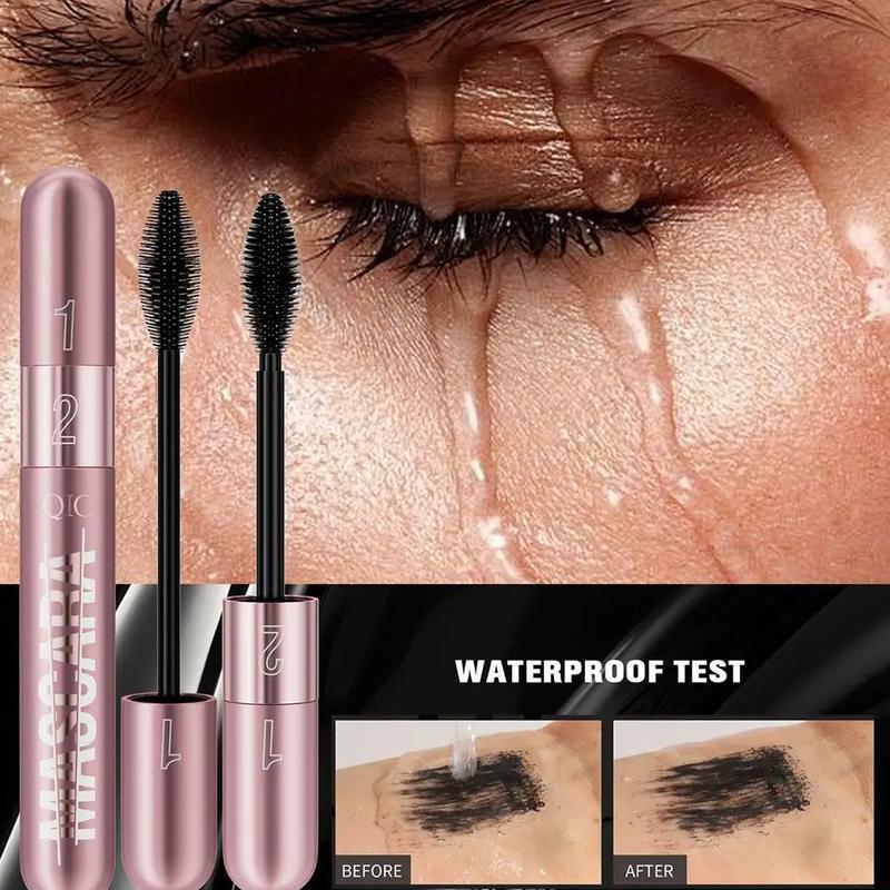 Women 2in1 Black Waterproof Mascara-5X Long Lasting 4D Lash for Beauty Charming Eye Makeup, All-in-One Mascara lady Smooth Gel mascara maybelline sky high maybelline sky high mascara blush matte wands liftingmascara