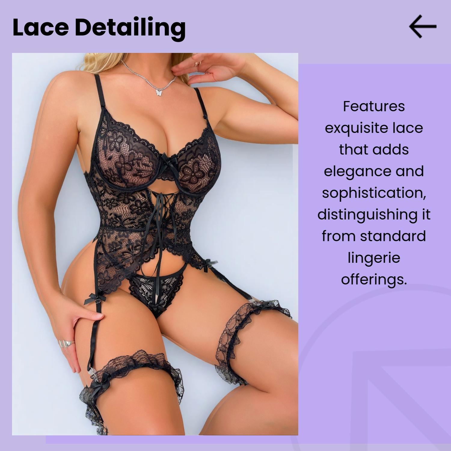 Women's Sexy Fitted Lace Sheer Push-Up Lingerie Set, Suitable for All Seasons, Gift Idea