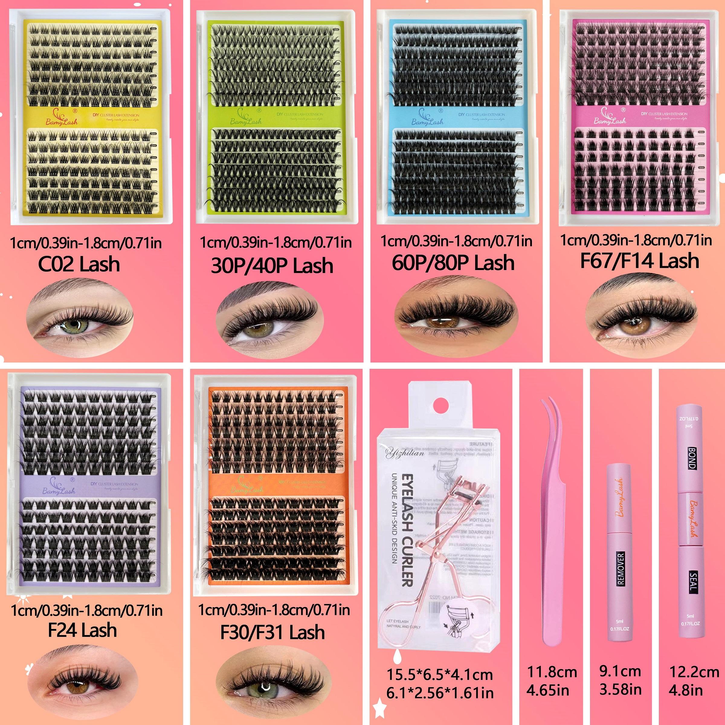 6 Boxes Cluster Eyelash Kit with Glue Remover Applicator and Curler,Long-Lasting for Natural 3D Wispy Soft Comfortable Daily Wear Beginner-Friendly DIY Lashes for Voluminous Look Trendy Cluster Lashes,Gift Pack for Xmas