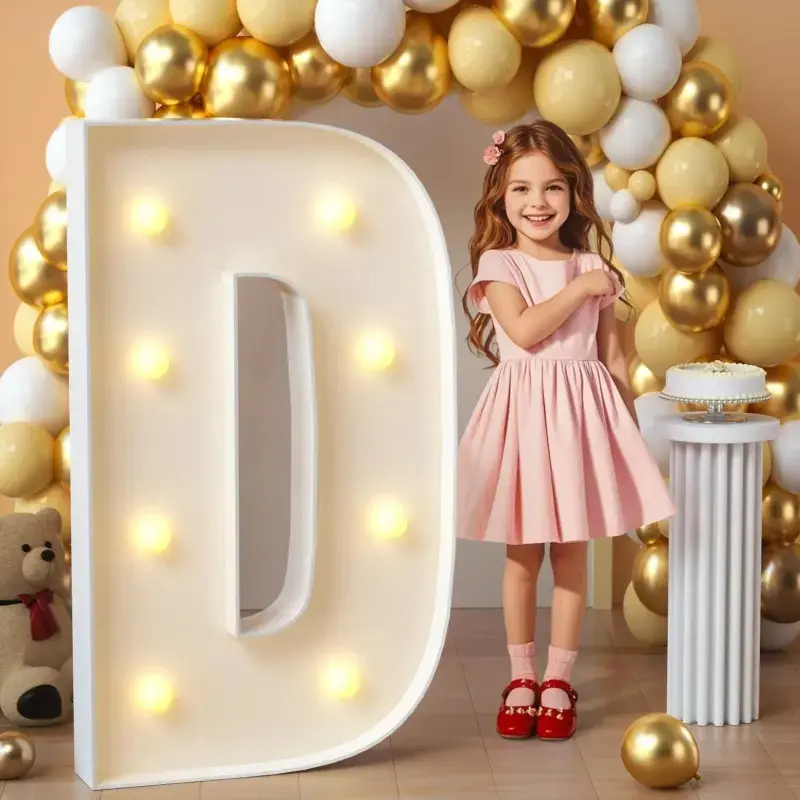 3 ft PLL Mosaic Glowing Letter Lights D - Customizable DIY Party Decor, Screw-In Assembly Required, Set Includes LED Lights, Wedding Shower & Wedding Accent Decor (Home & Festive Supplies)