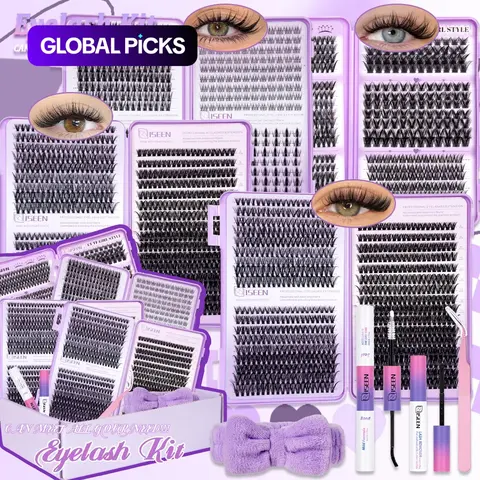 1936Pcs Lash Clusters Kit, 8-18mm D-Curl Eyelash Extensions (30D/40D/50D/80D/100D), Natural Volume Individual Cluster Set with Bond & Seal, Lash Remover, Hairband & Tweezers, Fluffy DIY Lash Kit, Volume Lashes Kit for Women, Beginner Friendly