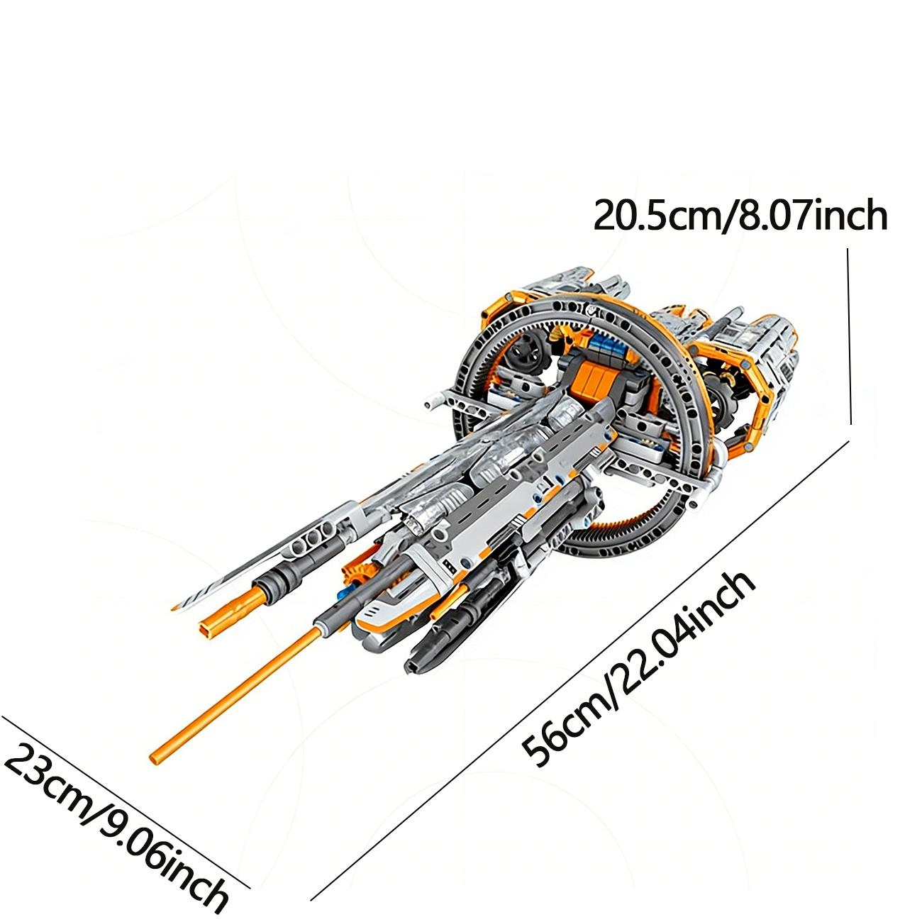 1184pcs Sci-Fi Spaceship Building Blocks, Mechanical Gear Transmission, Exclusive Display Stand, Creative Desk Decor, Gift for Science Fiction Fans