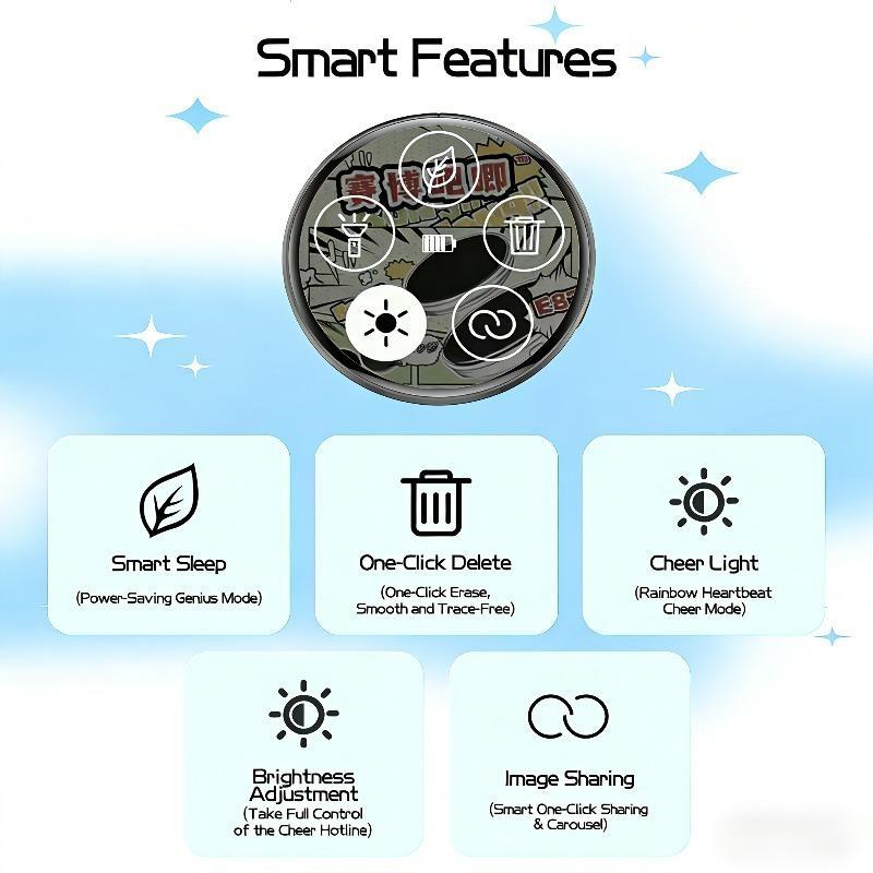Cyber Electronic Bar Smart Network Badge 1.7-inch HD Screen Compact Anime Electronic Badge | Dynamic Display GIF/Video Badge Anime Theme