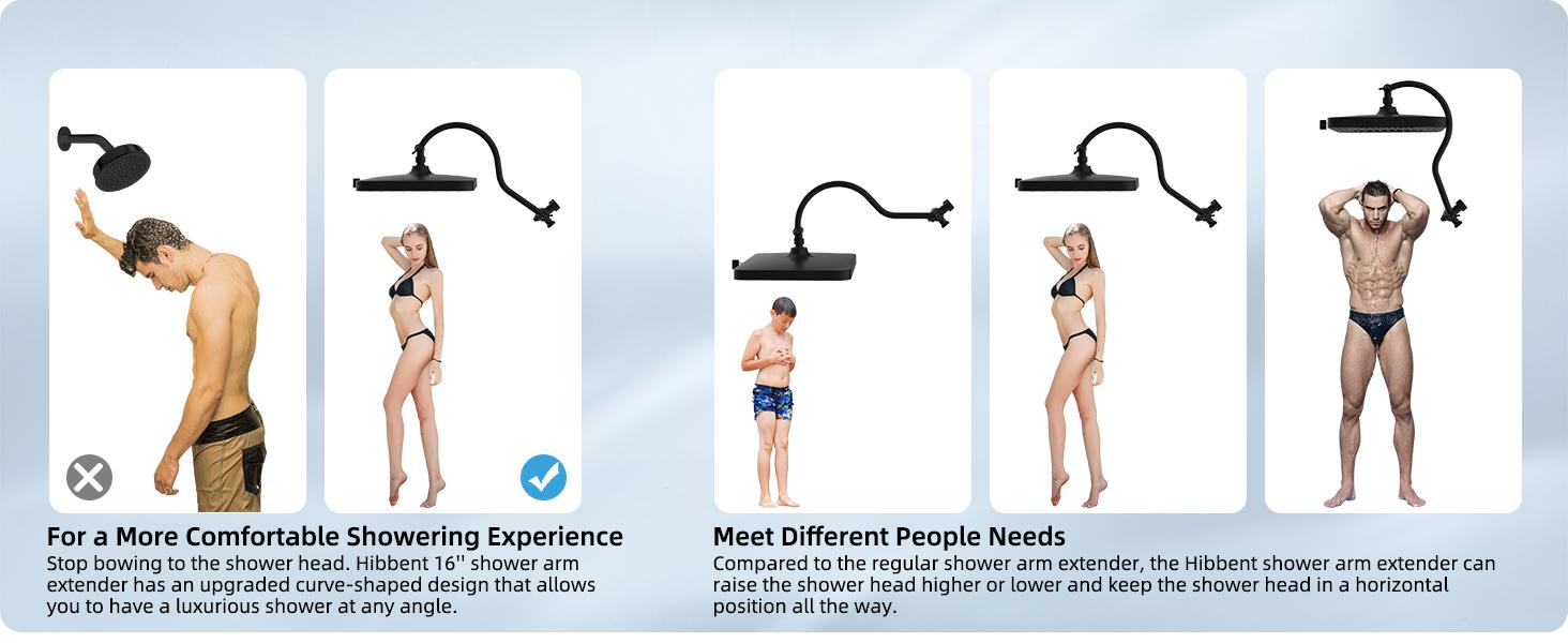 Hibbent Upgraded cUPC Certified 5-spray 13'' Shower Head, High Pressure Rainfall Shower Head, Dual Showerhead Combo with 10-mode Handheld Spray, 12'' Adjustable Extension Arm, 71'' Hose, Shower Holder, Matte Black