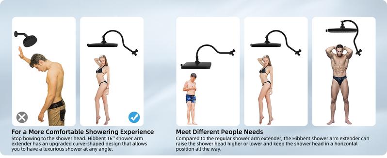 Hibbent Upgraded cUPC Certified 5-spray 13'' Shower Head, High Pressure Rainfall Shower Head, Dual Showerhead Combo with 10-mode Handheld Spray, 12'' Adjustable Extension Arm, 71'' Hose, Shower Holder, Matte Black